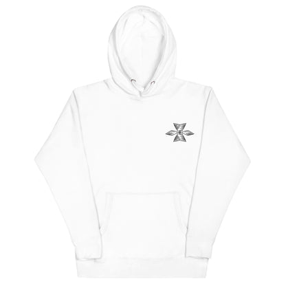 Embroidered Seraphim Hoodie (Black on White)