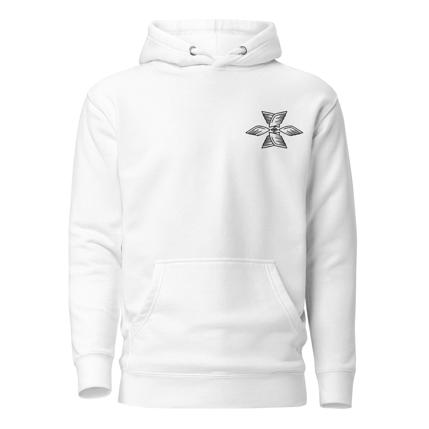 Embroidered Seraphim Hoodie (Black on White)